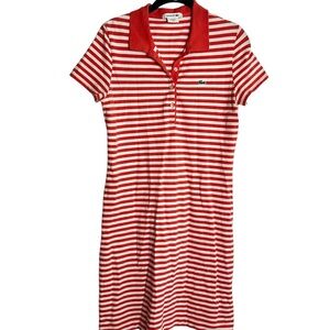 Lacoste Red & White Striped Polo Shirt Dress
Size: EU 40 (M)